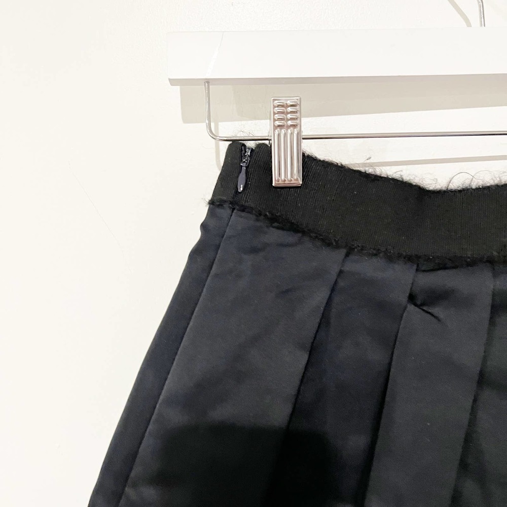 Derek Lam 10 Black Satin Flare Raw Edge Ribbon Waistband Mini Sz 6 - Picture 4 of 7